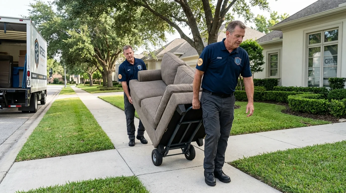 Local residential moving crew loading furniture in Harvest, AL